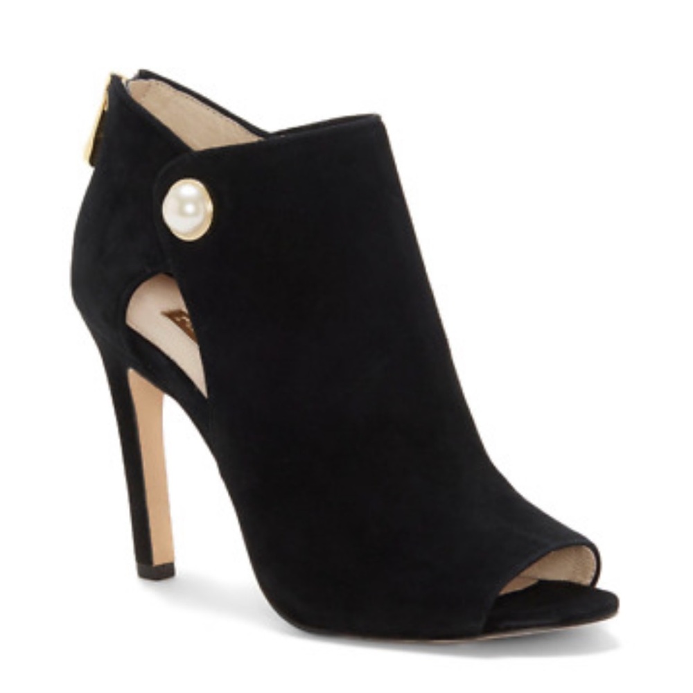 Louise et Cie Lo-Illisa Black Aspen Peep-Toe high heel Boots shoes Sz 9 1/2